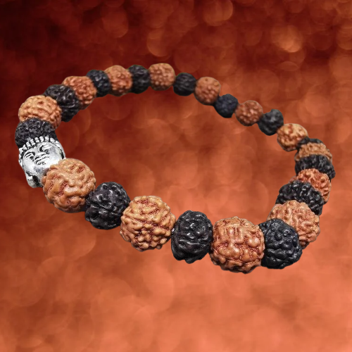 Black and Brown Rudraksha Buddha Bracelet