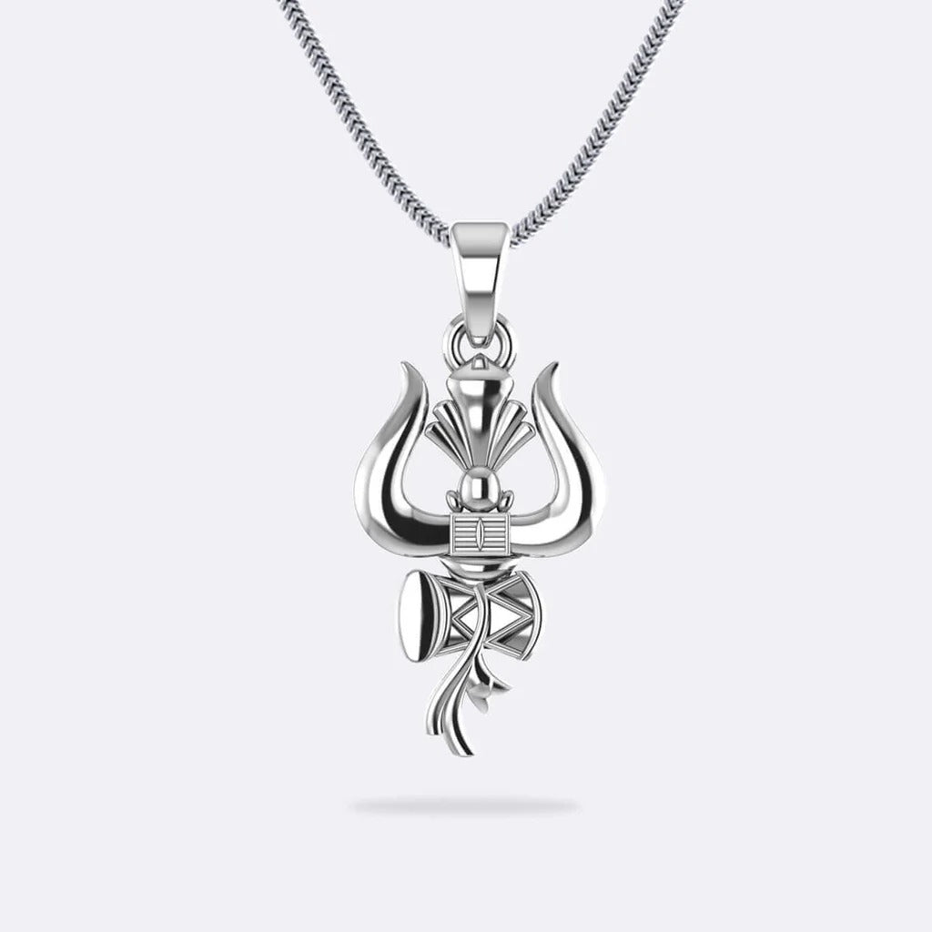 Silver Plated Lord Shiva Trishul Pendant