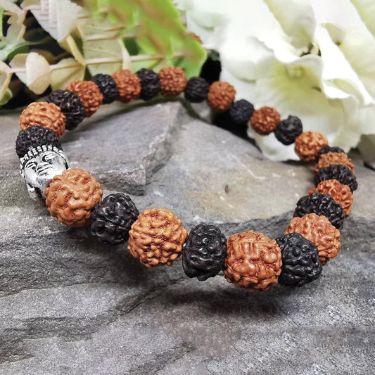 Black and Brown Rudraksha Buddha Bracelet